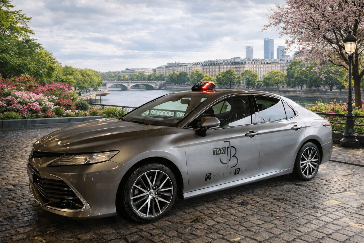Taxi Sens 89100 Toyota Camry hybride | profil bord de Seine