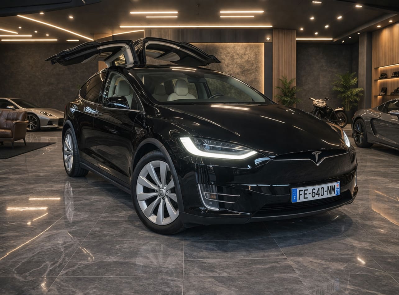 Tesla Model X | avant 3/4 portes Falcon Wing ouvertes
