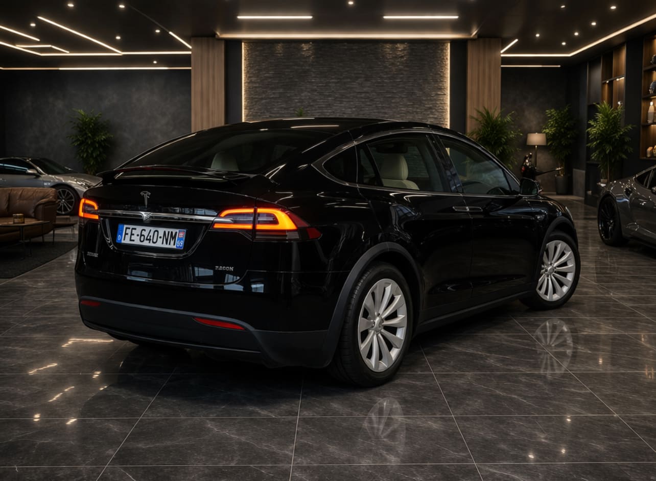 Tesla Model X | arrière 3/4 noir brillant